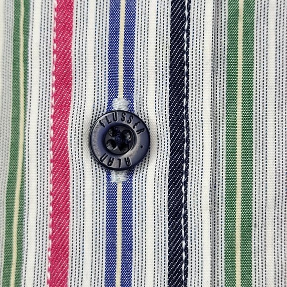 ALAN FLUSSER Men’s Long Sleeve Casual Shirt Size Large Multi- Color Stripped Top - Picture 3 of 13